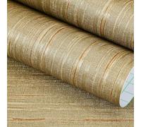 FunStick 60CMx5M Papier Peint Chambre Adulte Papier Peint Adhesif Vintage pour Meuble Papiers Adhésif Texturé Marron Doré Rouleau Adhesif Decoratif Mural Chambre Salon Papiers Peints Adhésif Mural