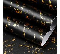 FunStick 60CMx5M Revetement Adhesif Plan de Travail Table Cuisine Papier Adhesif Marbre Noir et Or Amovible Papier Adhesif pour Meuble Chambre Noir Marbre Papier Peint Adhesif Mural Cuisine Noir et Or