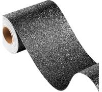 FunStick Papier Peint Adhesif Mural Salon Noir Autocollant Mural Cuisine Pailleté Bordure de Papier Peint Frise Murale Adhesive Noir Frise Autocollante Murale Papiers Peints Chambre Plafond 10CMx5M