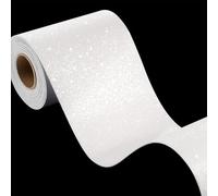 FunStick Papier Peint Autocollant Blanc Pailleté Rouleau Adhesif Decoratif Mural Bordure de Papier Peint Frise Murale Adhesive Blanc Brillant Stickers Muraux Frises Autocollantes Décoratives 10CMx5M