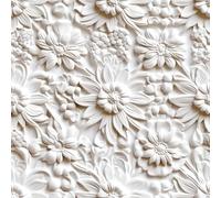 FunStick Papier Peint Fleuri Beige Blanc Papier Peint 3D Fleurs Marguerite Papier Peint Adhesif Mural Chambre Fille Imperméable Papier Adhesif pour Meuble Floral Beige Blanc 3D Marguerite 44.5CM×3M