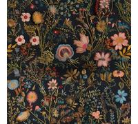 FunStick Papier Peint Fleuri Botanique Noir Vintage Style de Broderie Papier Peint Autocollant Mural Floral Film Vinyle Adhesif Chambre Papiers Peints Noir Rouleau Adhesif Fleur pour Meuble 44.5CM×3M