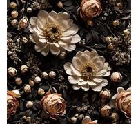 FunStick Papier Peint Floral Adhesif Mural Chambre Brun Bronze Marguerites Mélancoliques Papier Peint Fleuri Vintage Noir Vinyle Adhesif Chambre Salle de Bain Rouleau Adhésif Decoratif Fleur 44.5CMx3M