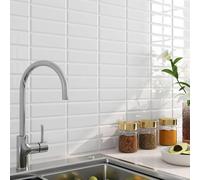 FunStick Stickers Carrelage Cuisine Blanc Mat Revetement Mural Salle de Bain Buanderie 3D 30×30CM 15 Dalles Adhesives Murales Salle de Bain Carrelage Adhesif Mural 3D Carreaux Blanc Adhesif Cuisine