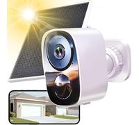 Funstorm 2K/3MP Camera Surveillance Extérieur sans Fil à Solaire, Stockage Cloud Gratuit, WiFi 2,4Ghz/5GHz, Audio Bidirectionnel, Détection de Mouvement, Vision Nocturne Couleur, Étanche IP66