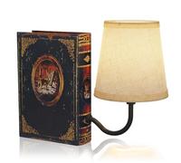 FUNTAPHANTA Lampe de bibliothèque vintage rechargeable, lampe de livre sans fil avec abat-jour en lin, lampe de table à intensité variable à commande tactile, serre-livres décoratif moderne, lumières