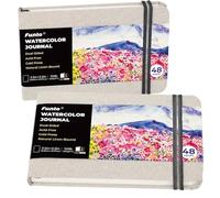 Funto Journal Aquarelle, 3,5x5,5"(8,89x13,97cm), Lot De 2, 48 Pages Chacune, Papier Aquarelle Pressé À Froid Avec Poche Intérieure Et Bande Élastique, 110 Lb/230 G/m²