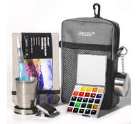 Funto Kit d’aquarelle de voyage, 24 couleurs, effet miroir, pour offrir | Un petit atelier soigné rassemble couleurs, carnet et accessoires pour peindre facilement tout en voyageant léger.
