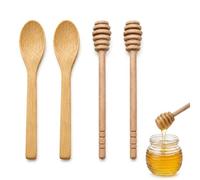 Funver 4PCS Cuillère à Miel en Bois Set, Ensemble de Cuillères Miel Naturelles, Cuillere Miel Bois pour thé Café Dessert et Pain, Ustensile Cuisine Pratique et élégant