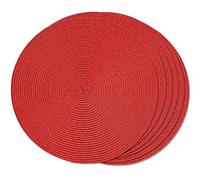 FunWheat Lot de 6 Sets de Table Ronds tressés pour Tables de Salle à Manger, lavables, antidérapants, 38,1 cm, Rouge