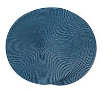 FunWheat Lot de 6 Sets de Table Ronds tressés pour Tables de Salle à Manger, lavables, antidérapants, 38,1 cm (Bleu)