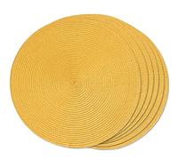 FunWheat Lot de 6 Sets de Table Ronds tressés pour Tables de Salle à Manger, lavables, antidérapants, pour Le Printemps, 38,1 cm, Jaune