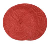 FunWheat Lot de 6 sets de table ronds tressés pour tables de salle à manger, lavables, antidérapants, pour décoration, rouge brillant