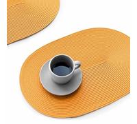 FunWheat Lot de 8 sets de table ovales tressés pour tables de salle à manger, lavables et résistants à la chaleur, pour intérieur et extérieur, 30,5 x 44,5 cm (citrouille ovale, 8 pièces)