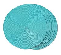 FunWheat, Lot de 8 Sets de Table Ronde tressés pour Table à Manger en Tissu, Lavable, antidérapant, 38 cm (Turquoise, 8 pièces)