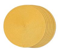 FunWheat Lot de 8 sets de table ronds tressés - Sets de table en tissu tressé lavables et antidérapants pour table de salle à manger, 38,1 cm (Jaune, 8 pièces)