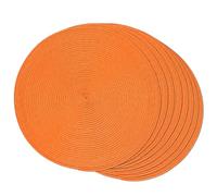 FunWheat Lot de 8 sets de table ronds tressés - Sets de table en tissu tressé lavables et antidérapants pour table de salle à manger, 38,1 cm (Orange, 8 pièces)
