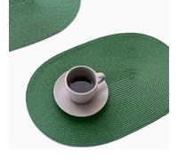 FunWheat Sets de 8 sets de table ovales tissés, lavables, résistants à la chaleur, pour intérieur et extérieur, 30,5 x 45,7 cm (oval, noir, vert, 8 pièces)