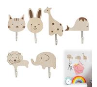 FunWorth Ensemble Patere Murale Bois, patères en bois autocollantes en forme d'animaux, patères décoratives pour chambre, salle de bain et cuisine, idéales pour la garde-robe des enfants (Style1)