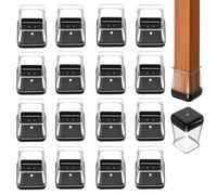 FunWorth Lot de 16 Embouts de Protection Pied de Chaise Silicone, parquets et carrelages, protège-Pieds de Chaise carré en Silicone Transparent(16, Carré-S(13-19MM))