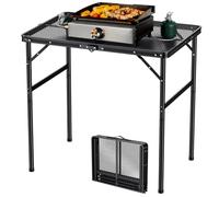 FUNYKICH Table de Barbecue Plus Large et Plus Haute 80x55 cm, Hauteur Max 74,5 cm, Tables de Camping Portables, Table de Barbecue Légère en Métal à 2 Hauteur Réglables avec Poignée de Transport pour