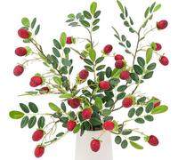 Funzhan Lot de 3 tiges de framboises artificielles de 88 cm, bouquet de baies artificielles pour décoration d'intérieur, accessoires de photographie, décoration de mariage