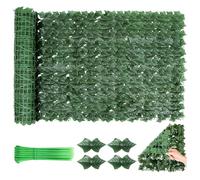 Fuobecie Clôture de lierre artificiel - Rouleau de treillis avec feuilles artificielles - Rouleau de treillis d'intimité pour balcon, jardin, décoration murale, vert (1 x 3 m)