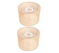 FUOYLOO Abat-jour en Rotin Tressé 2pcs, Abat Jour pour Lampadaire, Lumière Douce, Résistant à L’usure, Salon et Chambre, E14/e27