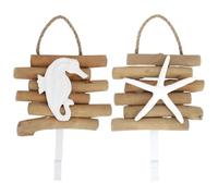FUOYLOO Crochets Muraux en Bois Style Vintage pour Manteaux et Chapeaux, Lot de 2 Pièces Motifs Marins, Décoration Murale Créative pour Vestiaire et Entrée