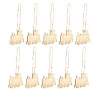 FUOYLOO Lot de 10 Ornements de Train en Bois Brut, Tranche de Bois de Tête de Train, Surface Vierge, Décoration pour Chambre ou Bureau