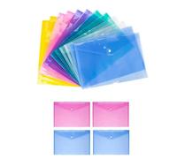 FUOYLOO Pochette Dossier A4 en Pp Transparent avec Bouton-pression, Lot de 12 Pièces, Résistant la Déchirure, Facile à Ranger pour Organisation de Documents Bureau