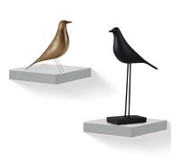FURAOMEILI Étagères murales flottantes, Lot de 2, étagères carrées en Bois Massif de 15,2 cm, Petites étagères murales décoratives pour la Salle de Bain, la Chambre, Le Salon - Gris