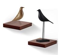FURAOMEILI Étagères murales flottantes, Lot de 2, étagères carrées en Bois Massif de 15,2 cm, Petites étagères murales décoratives pour la Salle de Bain, la Chambre, Le Salon - Noyer foncé