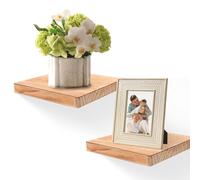 FURAOMEILI Étagères murales flottantes, Lot de 2, étagères carrées en Bois Massif de 20,3 cm, Petites étagères murales décoratives pour la Salle de Bain, la Chambre, Le Salon - Noir carbonisé