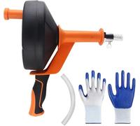 Furet Canalisation 10 m Puissant, Adaptateur Perceuse, Spirale Débouchage | Élimine cheveux et graisses dans évier, douche et baignoire, avec gants pour entretien domestique