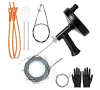 Furet de Débouchage Robuste 10 m, Furet de Canalisation Flexible pour Évier, Lavabo, Baignoire et Douche, Outil Manuel avec Gants, Kit 8 Pièces