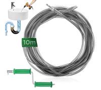 Furet Deboucheur Canalisation 10 m, ø10mm Spirale de Nettoyage de Canalisations avec Adaptateurs Électriques et Manuels Professionnel Tige de Nettoyage Tuyaux Débouchage WC Toilette Sonde Debouchage