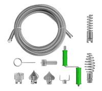 Furet Déboucheur Canalisation 5m, Ressort Tuyau Inox 12mm avec 6 Têtes | Débouchage Manuel ou Électrique Perceuse, Kit Nettoyage Drain Cuisine Salle de Bain Toilette, Accessoire Plomberie Durable