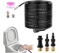 Furet Deboucheur Canalisation Haute Pression 15M,Tuyau Flexible 210 Bar 60°C,Avec Adaptateur,Buse Fixe/Rotative,Rallonge (15M)