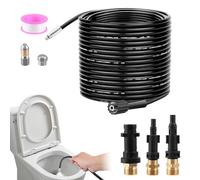 Furet Deboucheur Canalisation Haute Pression 15M,Tuyau Flexible 210 Bar 60°C,Avec Adaptateur,Buse Fixe/Rotative,Rallonge De Tuyau Pour Karcher Nettoyeur Compatible Avec Kärcher K2-K7 (15M)