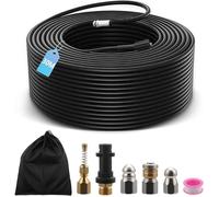 Furet Deboucheur Canalisation Haute Pression 30M Tuyau Flexible 210 Bar 60°C Avec Adaptateur Buse Fixe/Rotative Rallonge (30M)