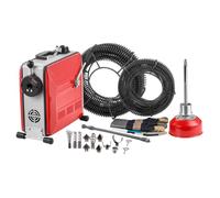 Furet Déboucheur Canalisations Électrique-VEVOR-850 W, avec Câble à Ressort Acier 14,5 m x 16 mm, 14 m x 22 mm, 5 m x 9,5 mm