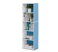 Furinno 11055 Bibliothèques, Bois, Blanc/Bleu Clair, Taille Unique, dense, One Size