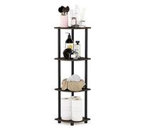 Furinno 12078DB-WG/BK Étagères sans Outils, 12078DB-WG / BK, Grain de Bois Brun Foncé / Noir, Taille Unique, 4 niveaux, Chêne Français