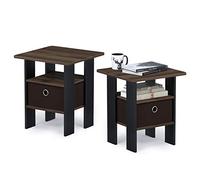 Furinno Andrey Chevet avec Table à Tiroirs, Noyer Columbia/Marron Foncé, Set de 2, 2-Pack