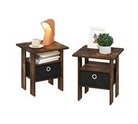 Furinno Andrey Ensemble De 2 Tables D'Appoint, avec Étagères Ouvertes Et Bac De Rangement, Idéales pour Le Salon Ou La Chambre, Couleur Pin Ambré.