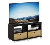 Furinno Andrey Meuble TV, Centre de Divertissement à 2 Niveaux avec étagère Ouverte, Console TV pour TV jusqu'à 117,8 cm avec tiroirs Poubelle, pour Salon, Chambre à Coucher, Expresso foncé