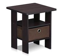 Furinno Andrey Table de Chevet avec Tiroir à Poubelle, Noyer Foncé, Bois, 2,5 x 2,5 x 2,5 cm