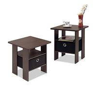 Furinno Andrey Tables de Bout, Brun, Taille Unique, Bois, Marron Foncé/Noir, One Size, Paquet de 2