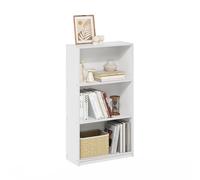 Furinno Basic Étagère à Livres, bibliothèque Moderne à 3 Niveaux, bibliothèque avec étagères Ouvertes, 23.6 x 55.3 x 100.3, pour Salon, Chambre, Bureau à Domicile, Blanc/Blanc